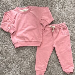 ORGANIC COTTON Pink Kids CREWNECK and Joggers Set
